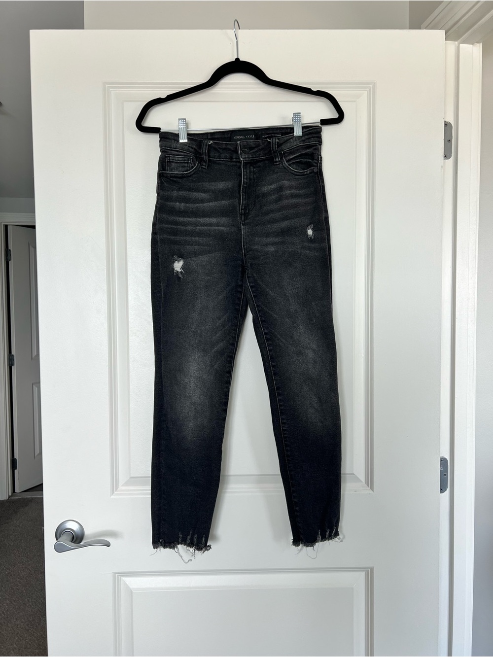 Kendall & Kylie Washed Black Distressed Ankle Jeans